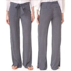 Theory Brilda Geo Print 100% Silk Pants Size 4 Navy White Zipper Closure